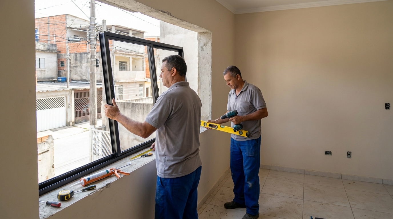 Esquadria de alumínio com vista para rua em São José dos Pinhais-PR